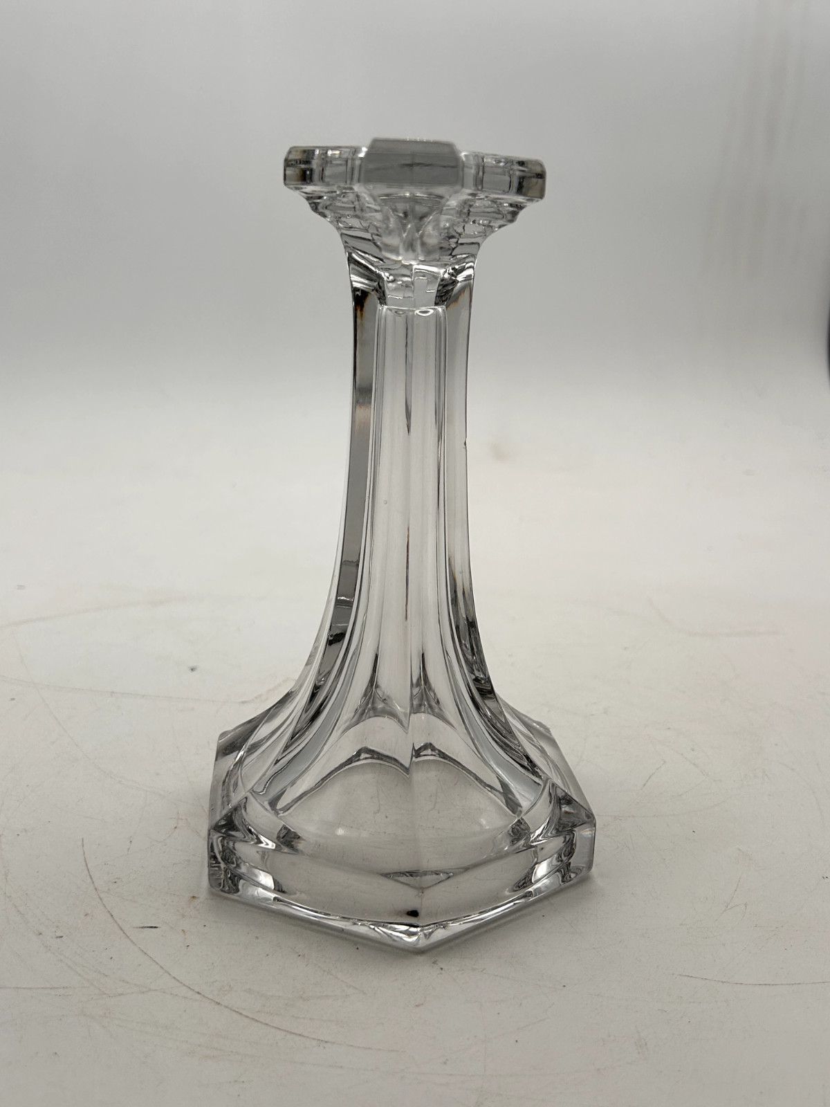 Pair of Manganese Clear Glass Shelf Supports/ Display Stand Glows