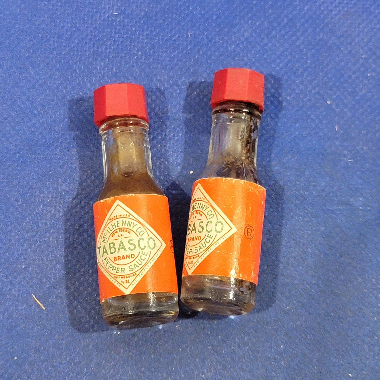 Vintage Mini Tabasco Advertising Container General store Display Lot Of 2