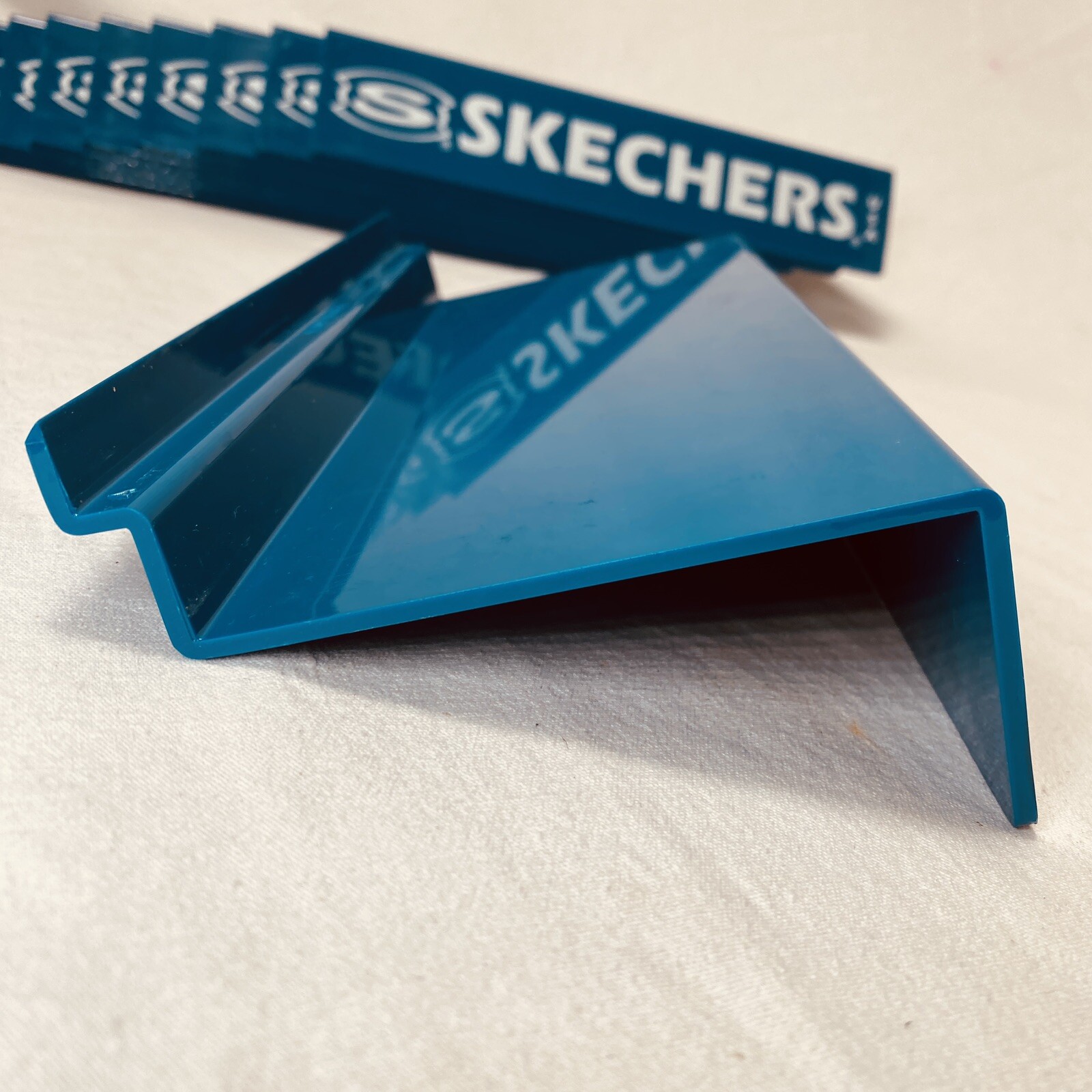 Lot Of 10 Skechers USA Shoe Wall ￼Slot Store Display Shelves 10”x4” Blue Shelf