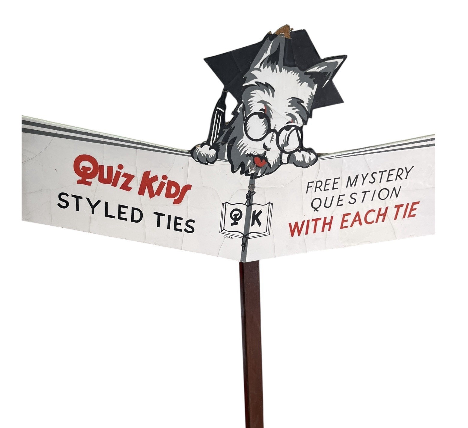 Vintage 1940s Store Display New Old Stock “Quiz Kids” Radio Q&A Show Tie Display