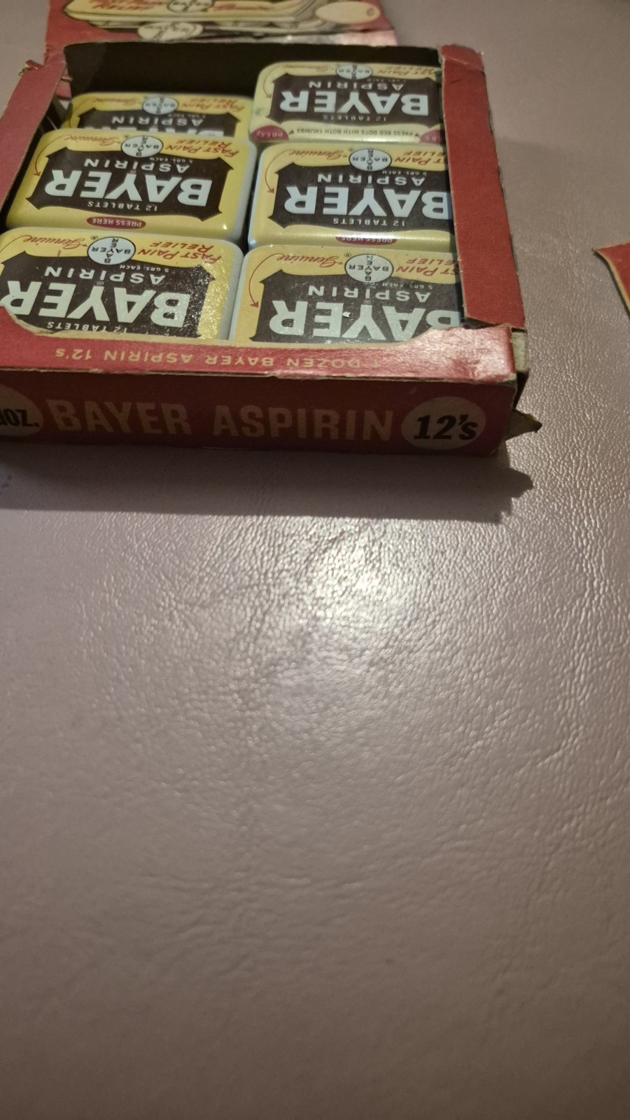 Vintage Bayer Aspirin Store Display Advertising Box Full 12 Tins With Tablets