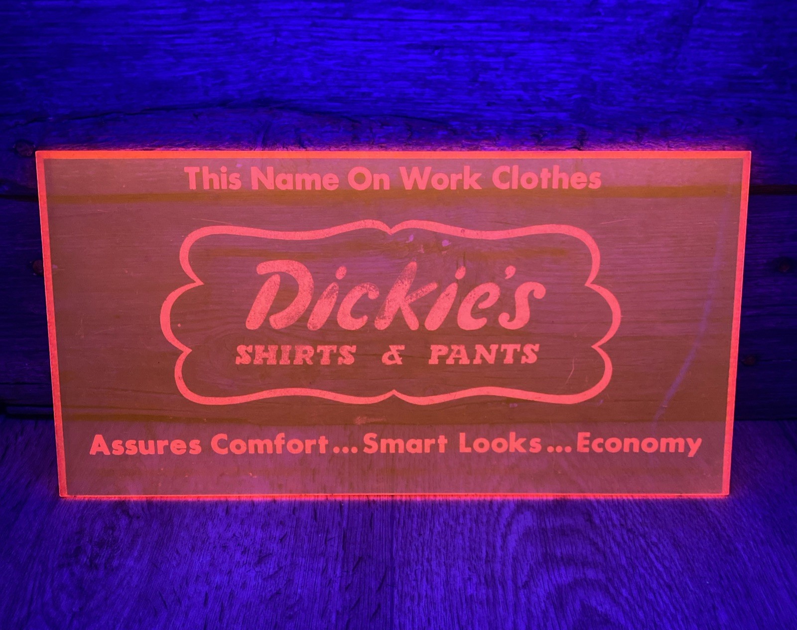 Vintage Dickies Store Display Hot Pink – Neon Comes Alive Using a Black Light