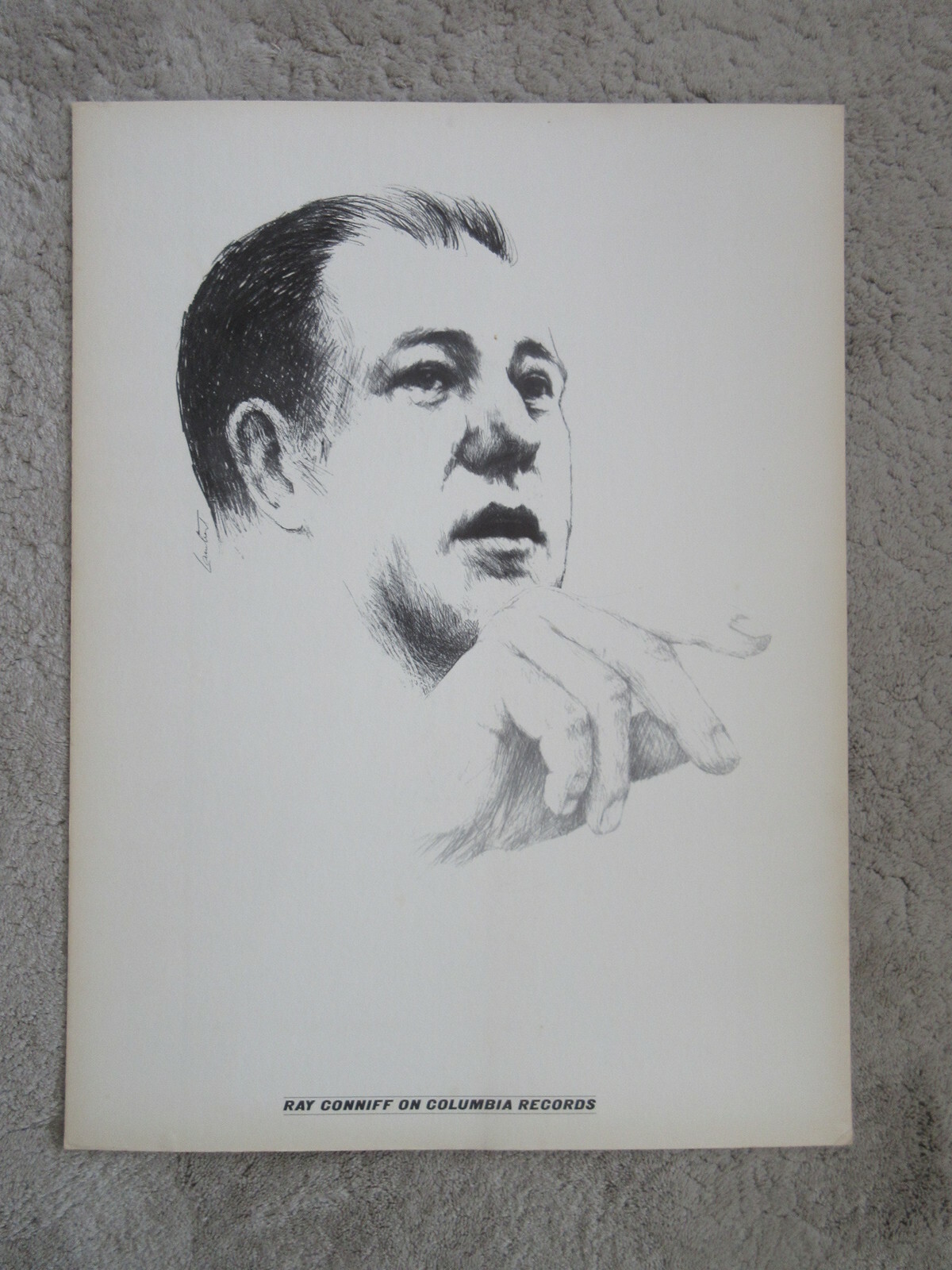 COLUMBIA RECORDS vintage DISPLAY – RAY CONNIFF 17.5″ x 23.5″ THICK CARBOARD