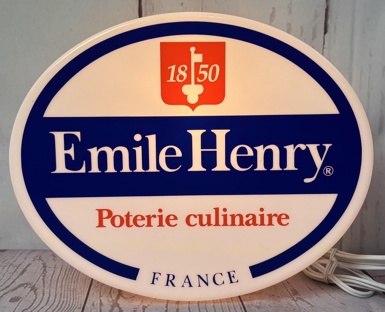 Emile Henry Lighted Store Display Sign 12×9.5″ Vintage Plastic Extremely Rare
