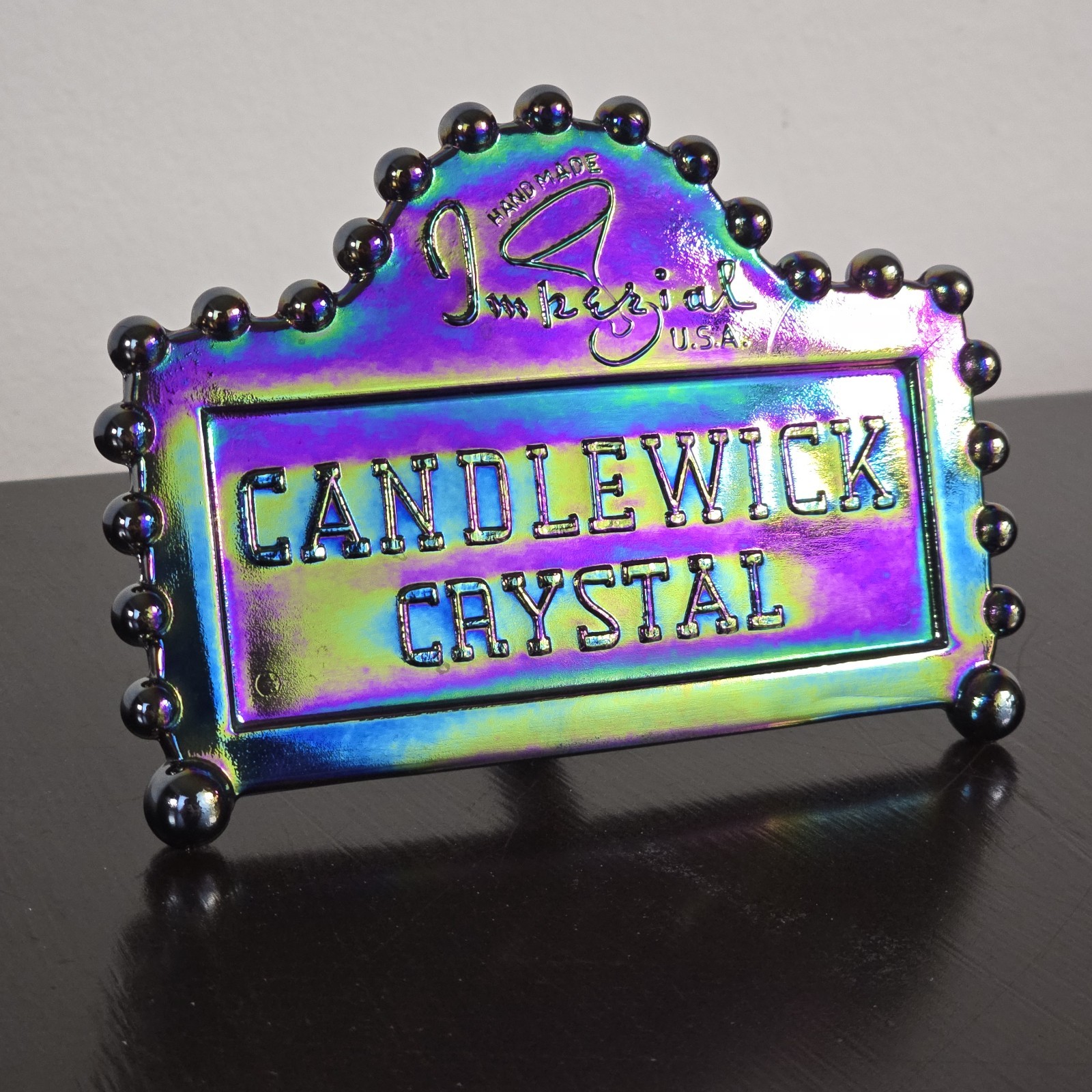 Vintage Imperial Glass Candlewick Crystal Dealer Display Sign Carnival USA