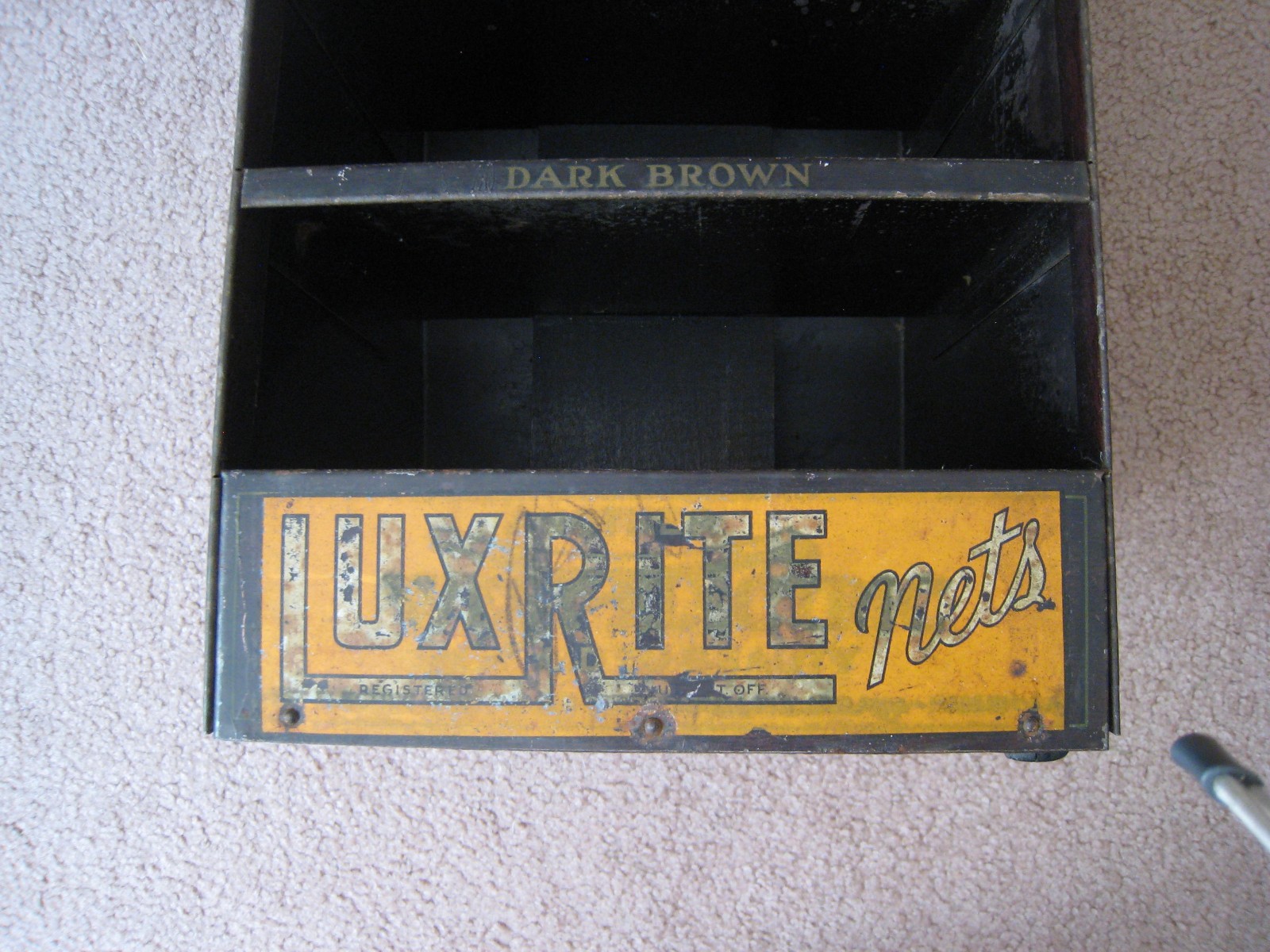Antique Luxrite Nets Tin General Store Display Cabinet Counter Top