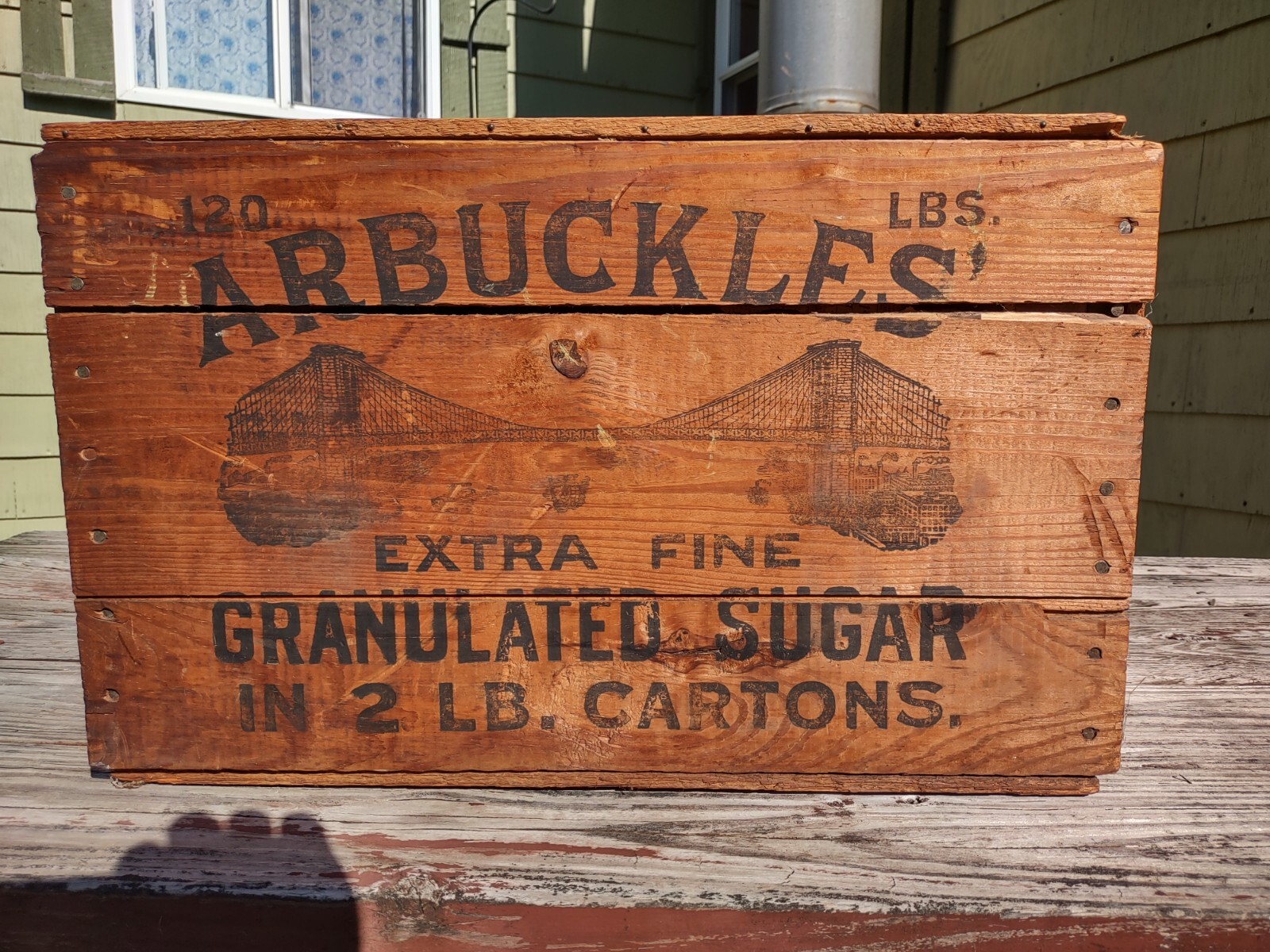 (1) Vtg. 1900s ARBUCKLES SUGAR WOODEN CRATE & LID! Very Nice!
