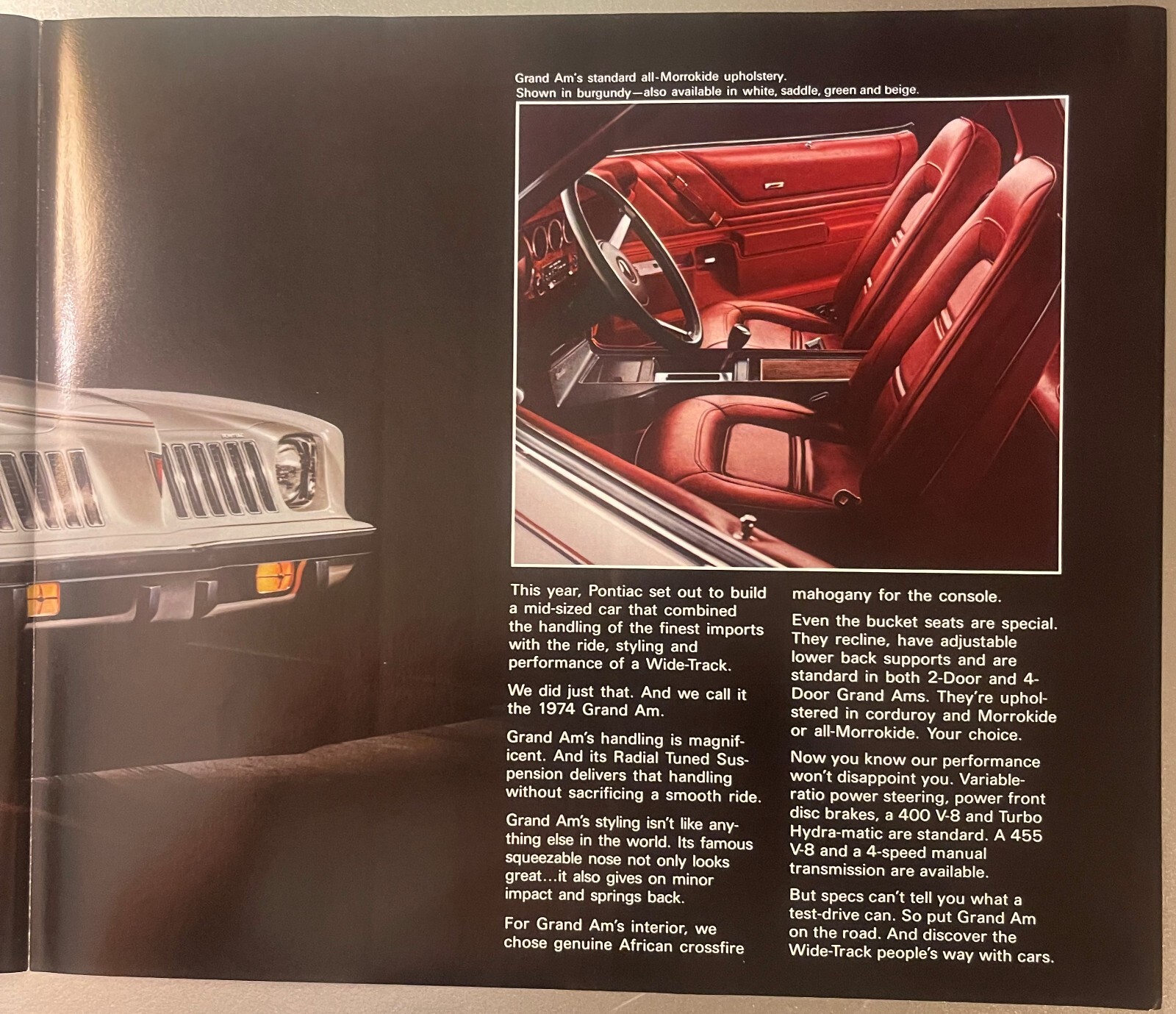 Vintage 1974 Pontiac Grand Am Dealer Brochure, Pontiac, MI