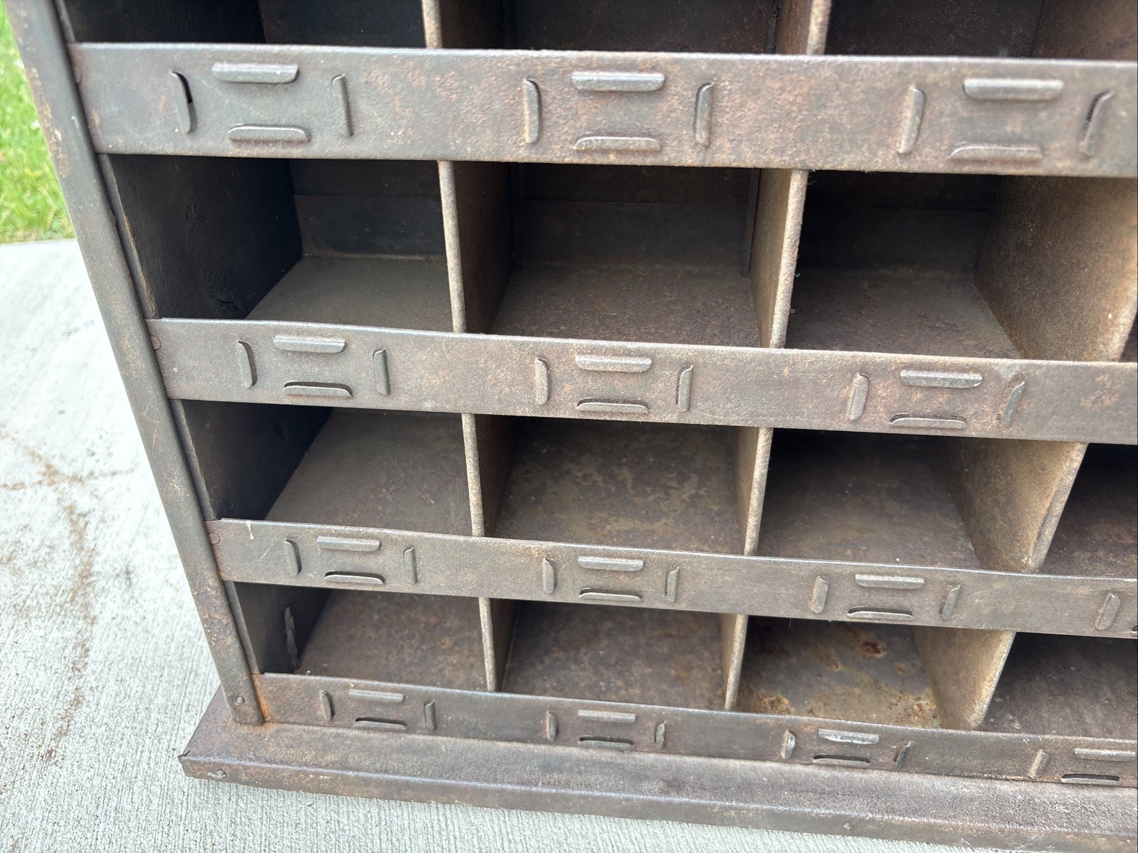 Antique Metal Parts Bin Cabinet Industrial Metzger Chicago Store Counter Display