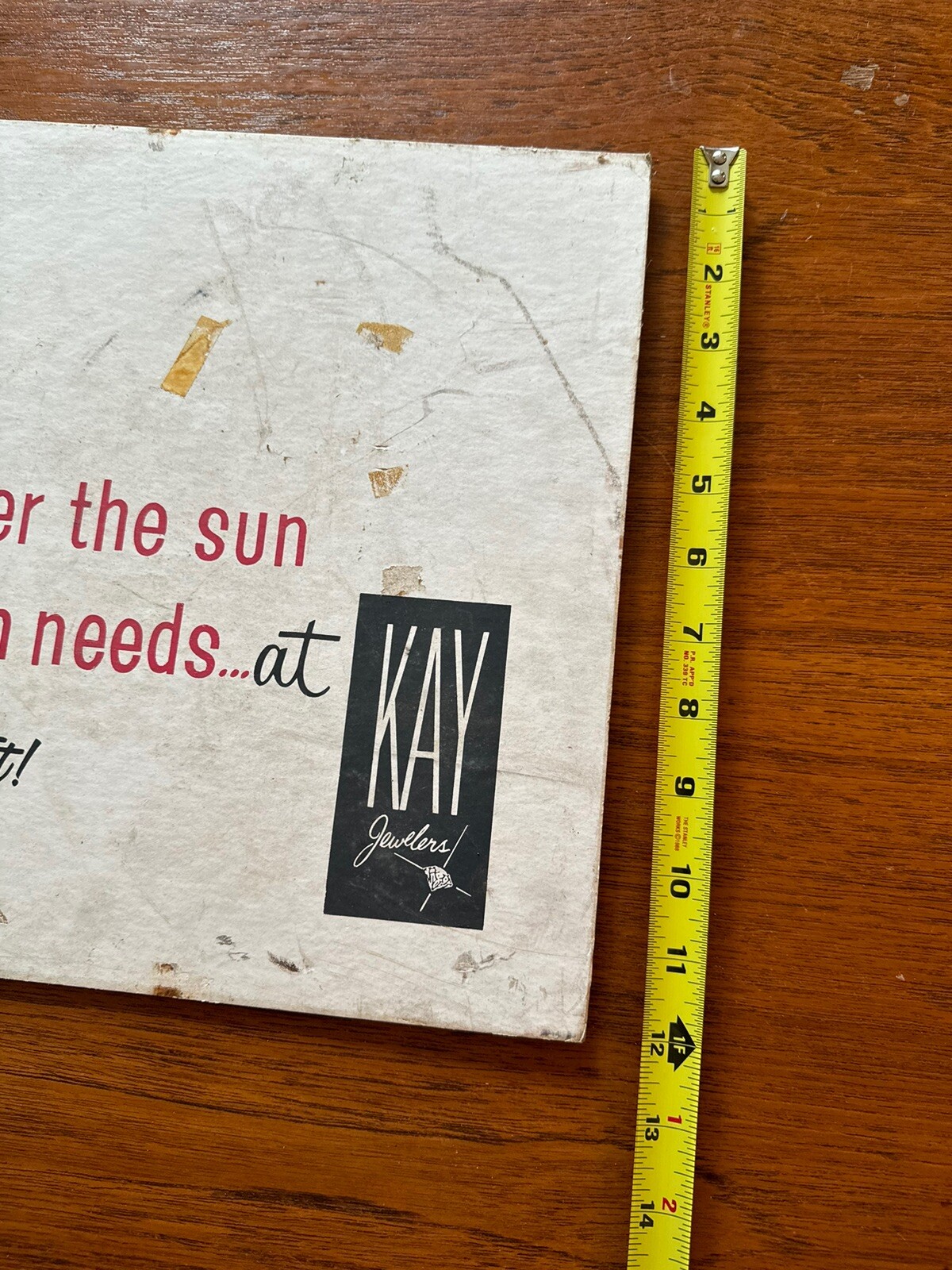 Vintage Mid Century Kay Jewelers Cardboard Sign 28” X 12” Hippie Sun Rare Advert