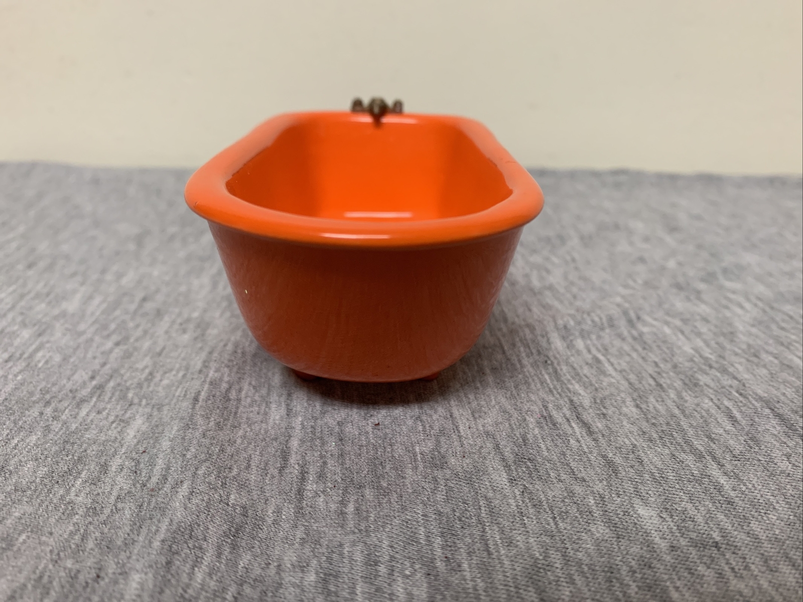 Vintage Salesman Sample Porcelain Orange Footed Bathtub Miniature Size Rare
