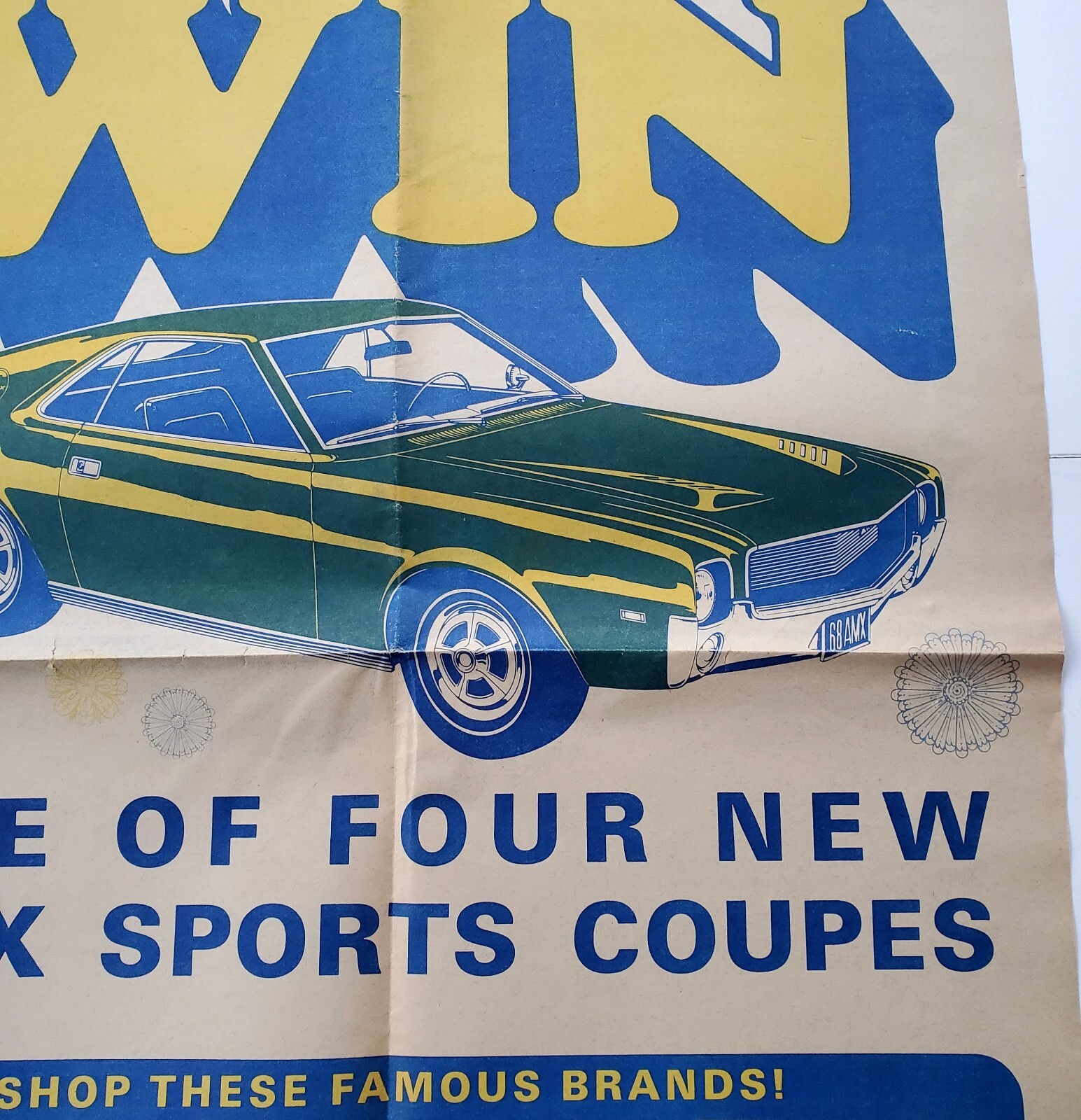 Vintage 1970’s Retail Store Automobile Sweepstakes Poster #1