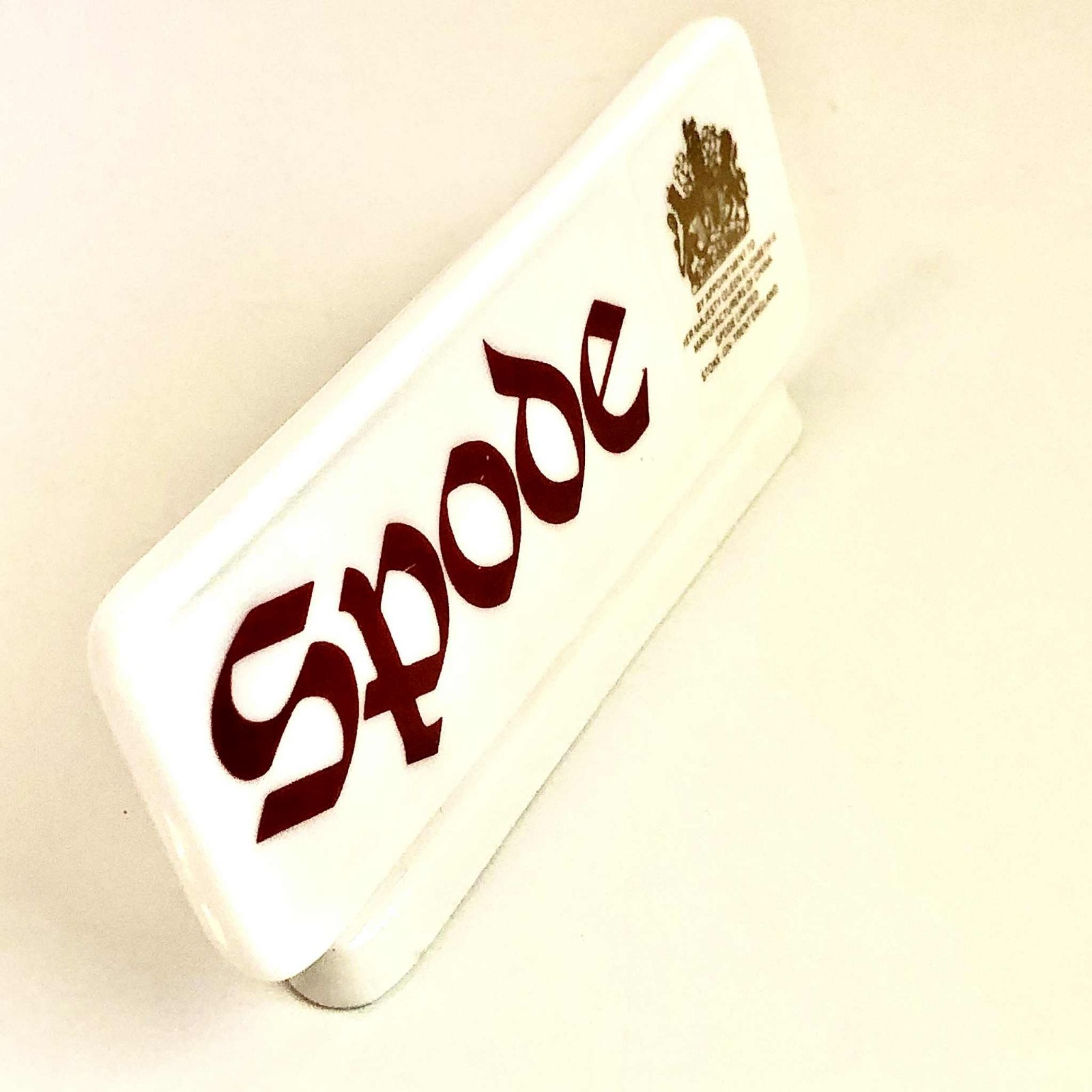 SPODE Porcelain Dealer Sign 4×2″ Made in England Appointed By Queen Elizabeth