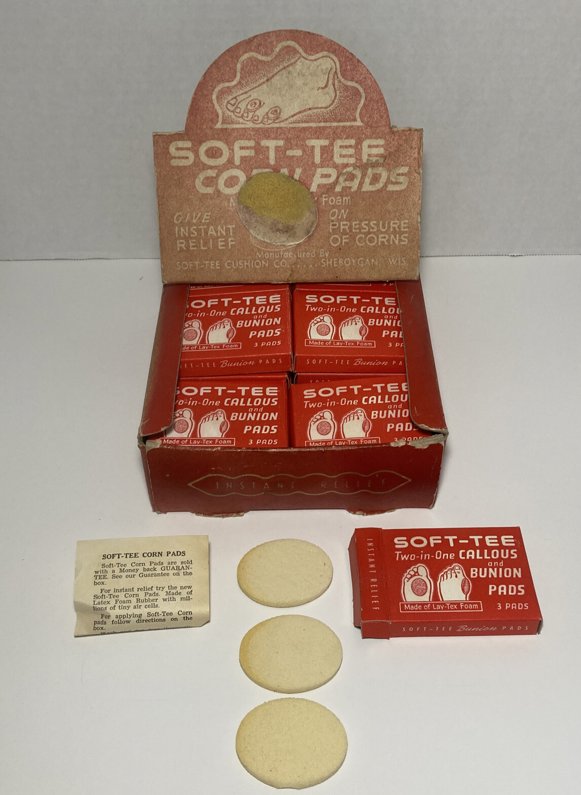 Vintage General Store Countertop Display Soft-Tee Foot Feet Corn Pads Cushions