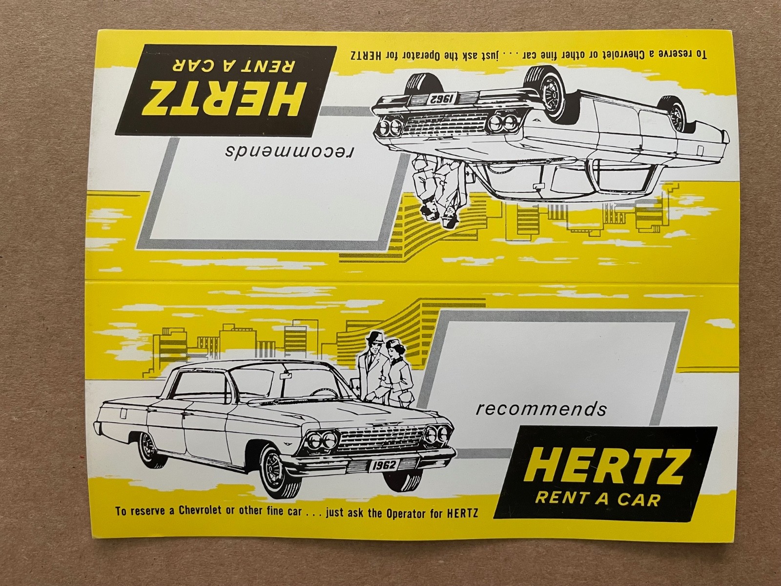 Vintage 1962 HERTZ Rent A Car Store Display Sign CHEVROLET IMPALA #2