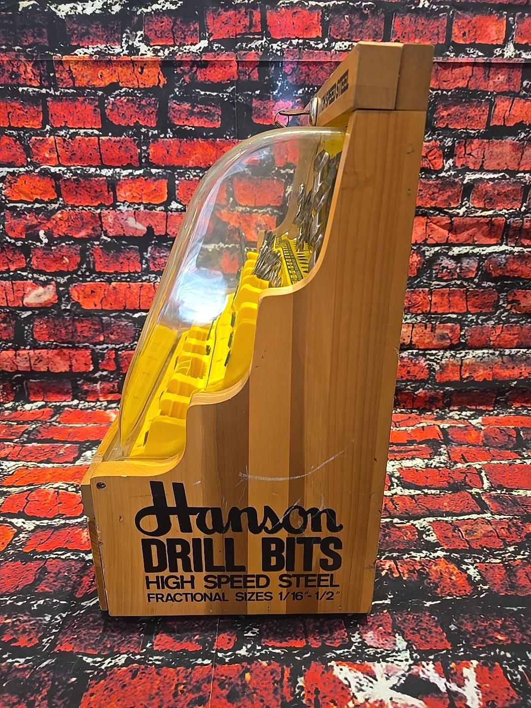 VINTAGE Hanson Drill Bit Advertising Counter Display Cabinet – w/ 54 DRILL BITS