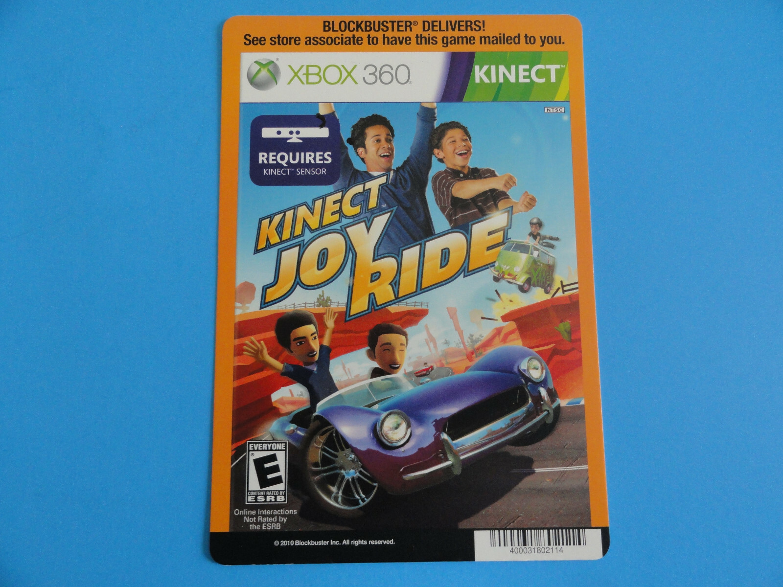 XBOX 360 KINECT JOY RIDE BLOCKBUSTER VIDEO BACKER CARD 5″X8″ – NO GAME