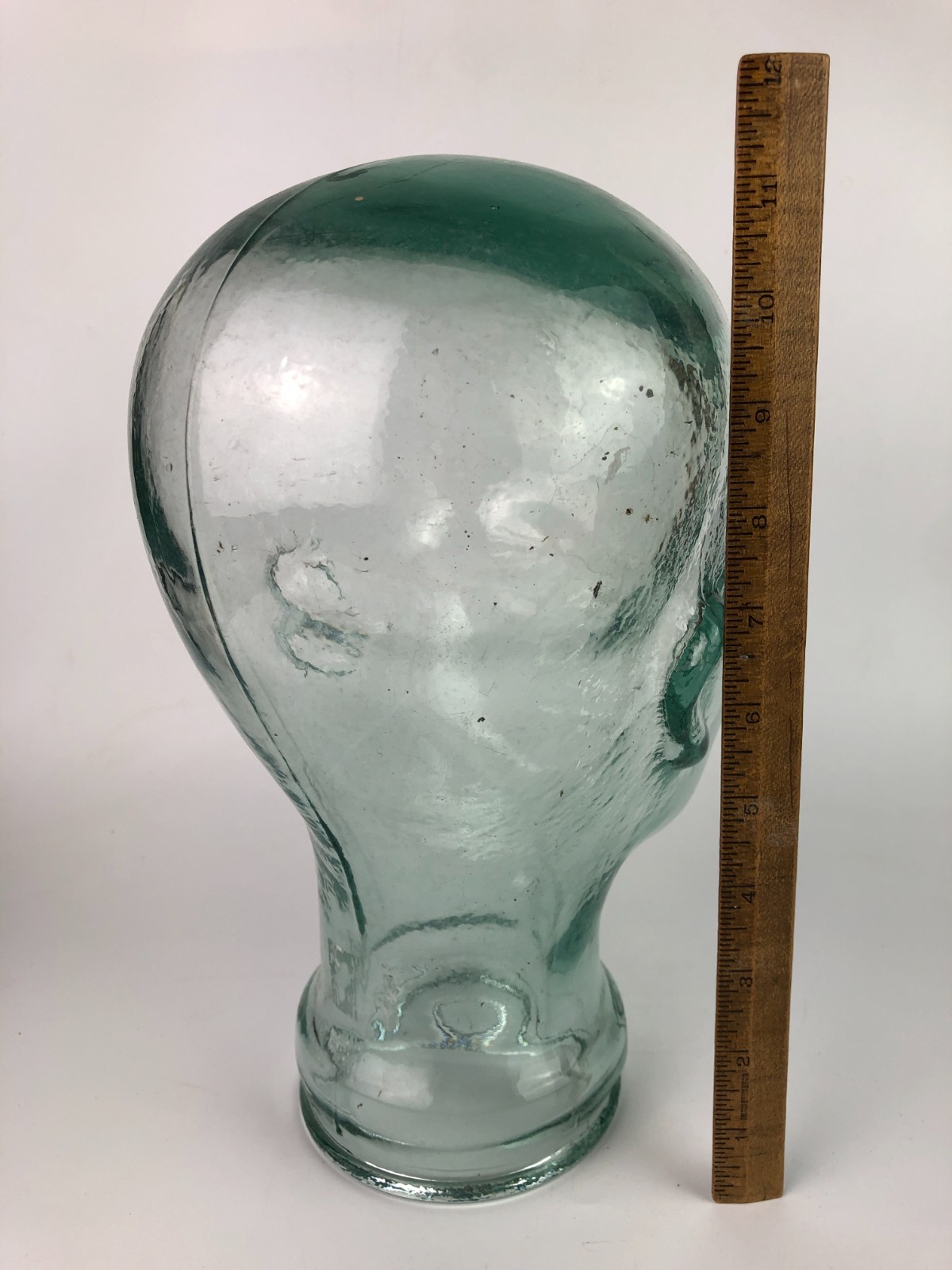 Vintage Green Glass Head Mannequin Wig Hat Display Stand 11.25″