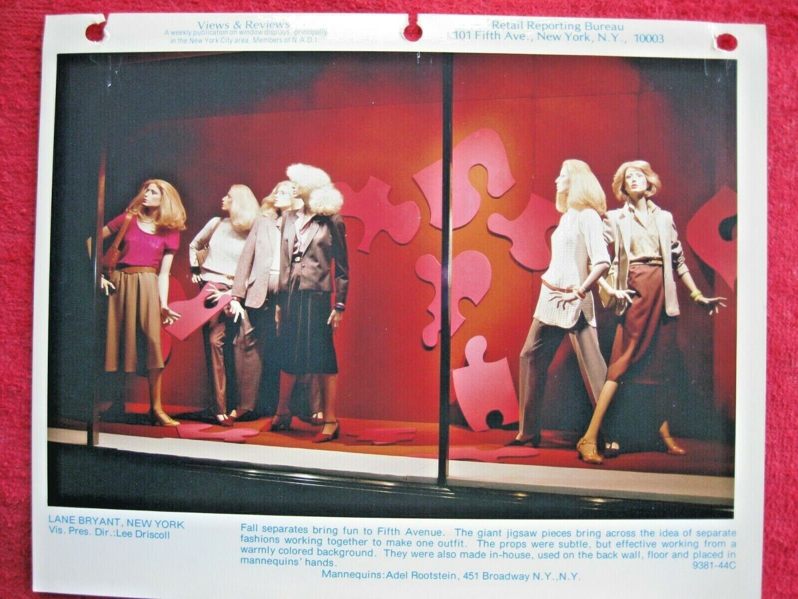 1970’s LANE BRYANT STORE WINDOW DISPLAY FALL SEPARATES PHOTOGRAPH PRINT #78