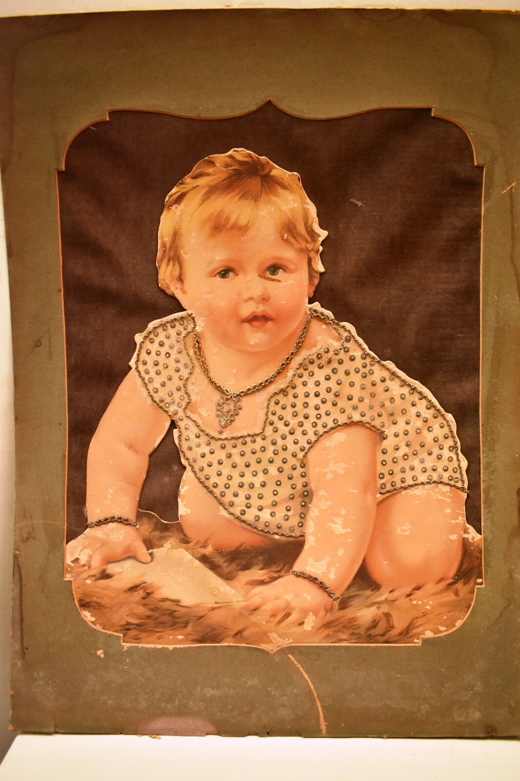 Vintage Mellin’s Food Advertising Baby Cardboard Die Cut Embellished Zari Work”2
