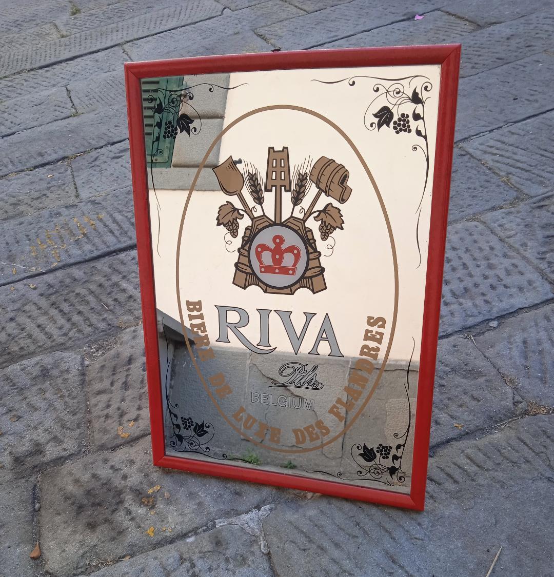 ORIGINAL VINTAGE 1970s COLLECTIBLE BEER “RIVA” MIRROR PAINTING