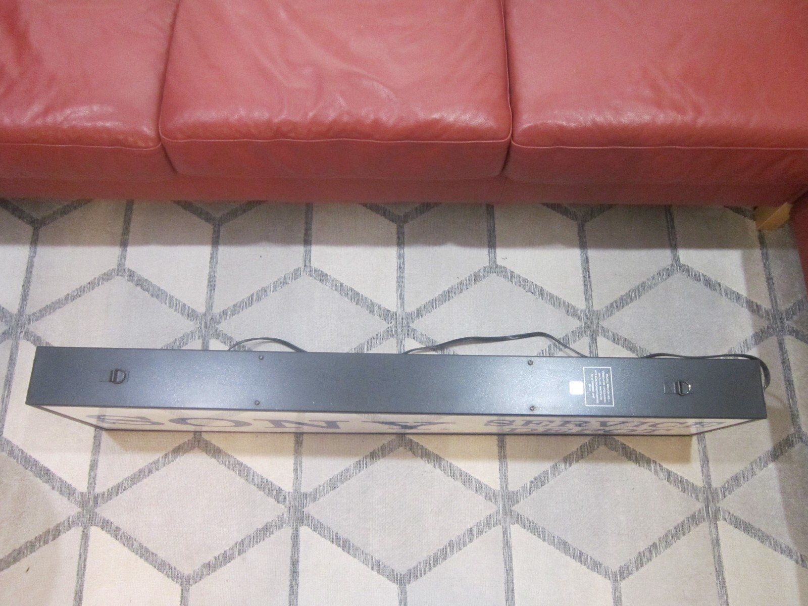 Vintage SONY SERVICE DEPOT & HITACHI Double Sided Lighted Store Display Sign 4′