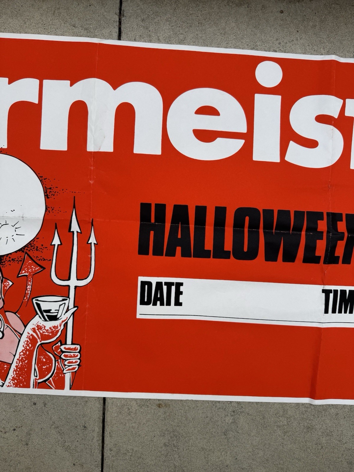 Vintage Large Halloween Jägermeister Advertising Display Poster Sign 56×21