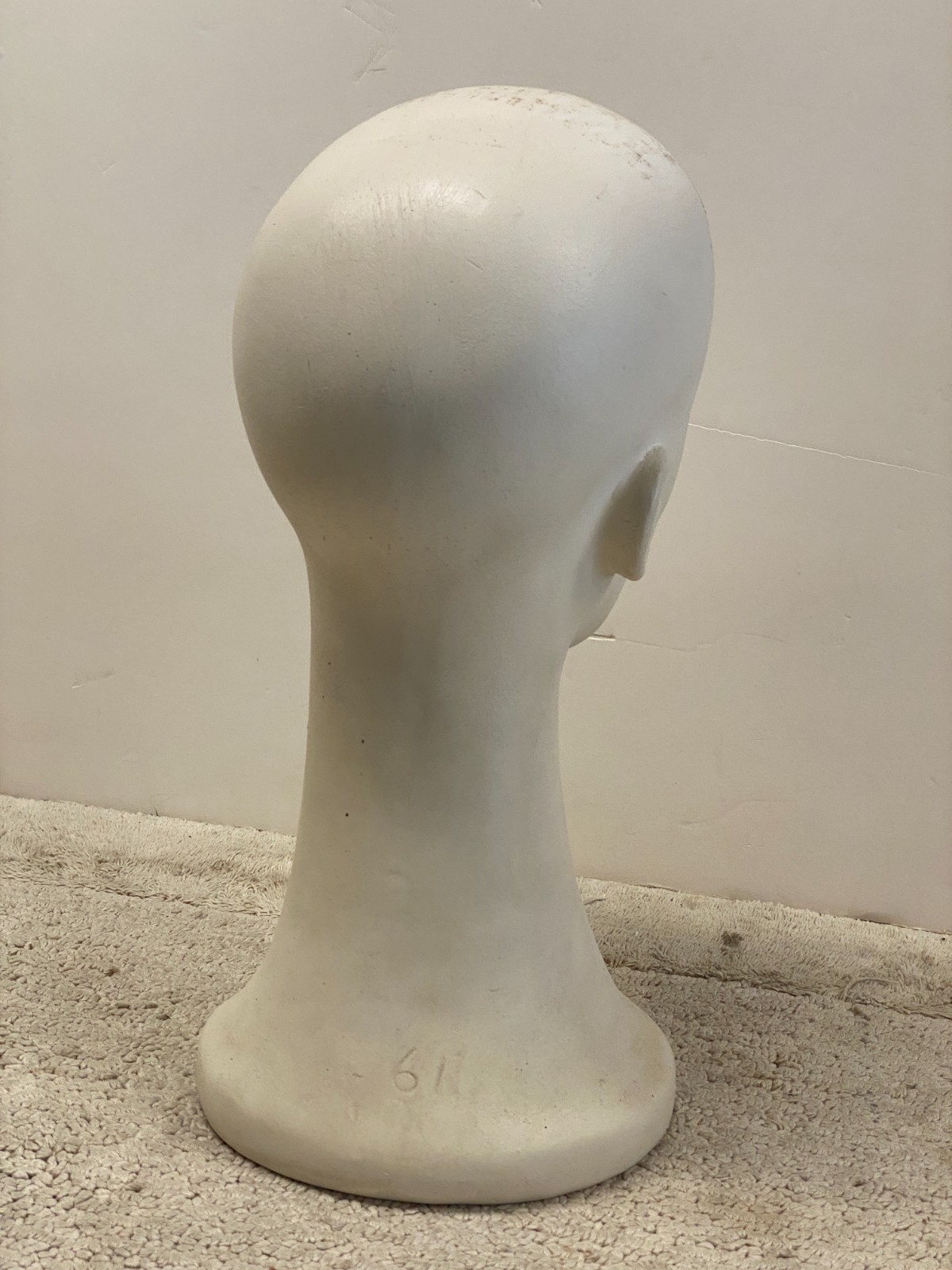 Vintage 1970s Hat Wig Stand Head Store DIsplay Long Neck Ceramic Mannequin