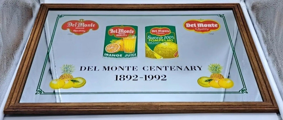 ADVERTISING MIRROR SIGN FRAME-MONTE JUICES-CENTENARY 1892-1992-OLD