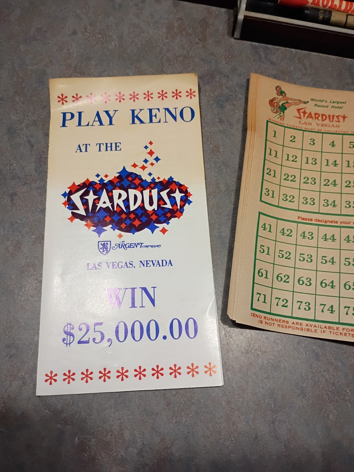 Advertising casino display Las Vegas Stardust gambling Keno
