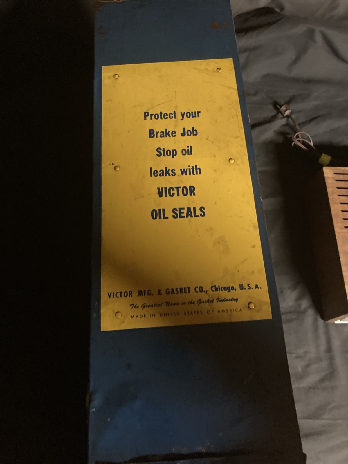 Vintage Victor Gaskets & Oil Seals Metal Cabinet Gas Station Garage Display