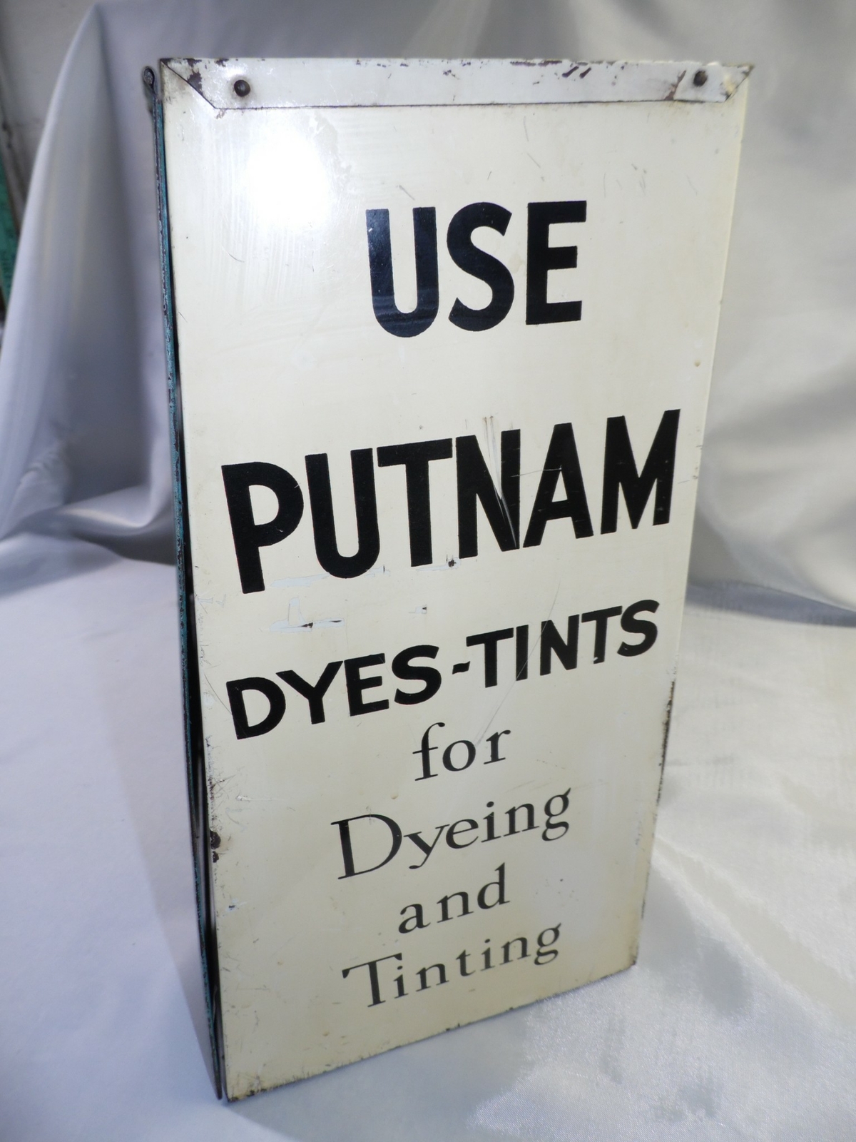 VINTAGE PUTNAM DYE & TINTS STORE METAL & WOOD DISPLAY COLORFUL CABINET!