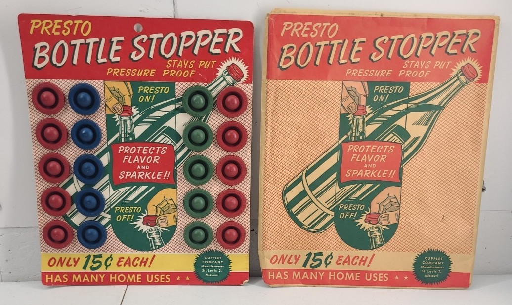Vintage Cupples Company Presto Bottle Stopper Store Display w/ Mailing Envelope
