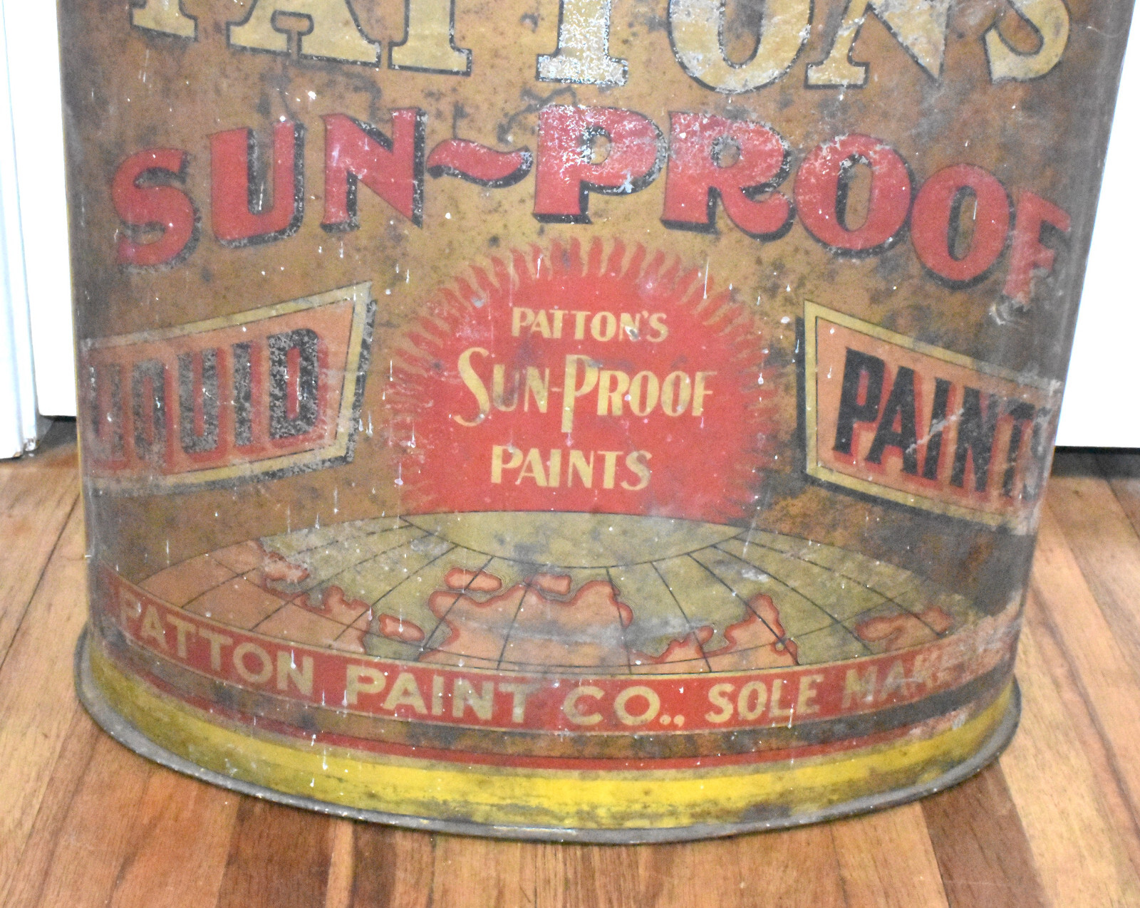 RARE PATTONS SUN PROOF PAINTS CAN SHAPED GENERAL STORE COUNTER DISPLAY SIGN RACK