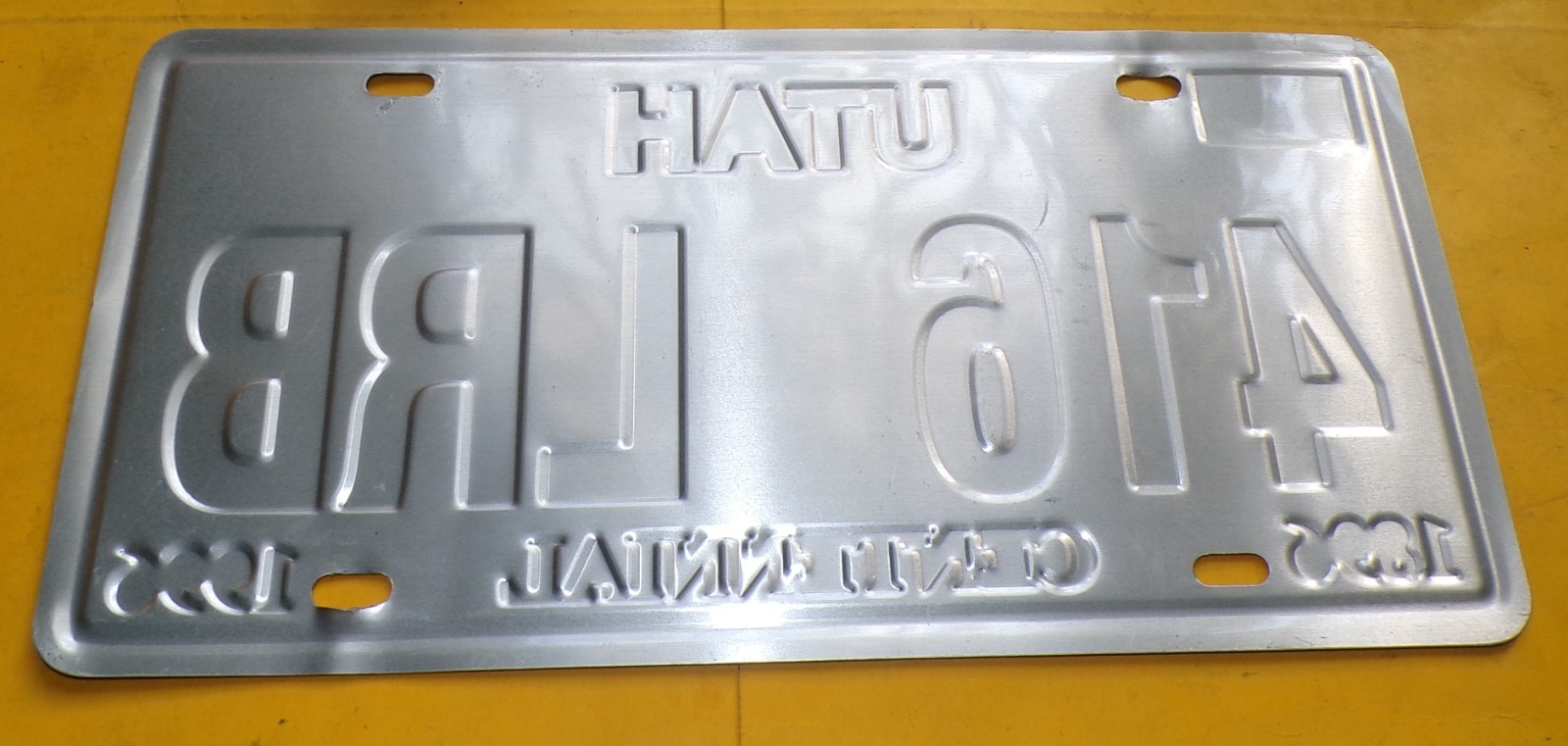 VEHICLE LICENSE PLATE U.S.A.: UTAH 416 LRB, 1896 CENTENNIAL 1996