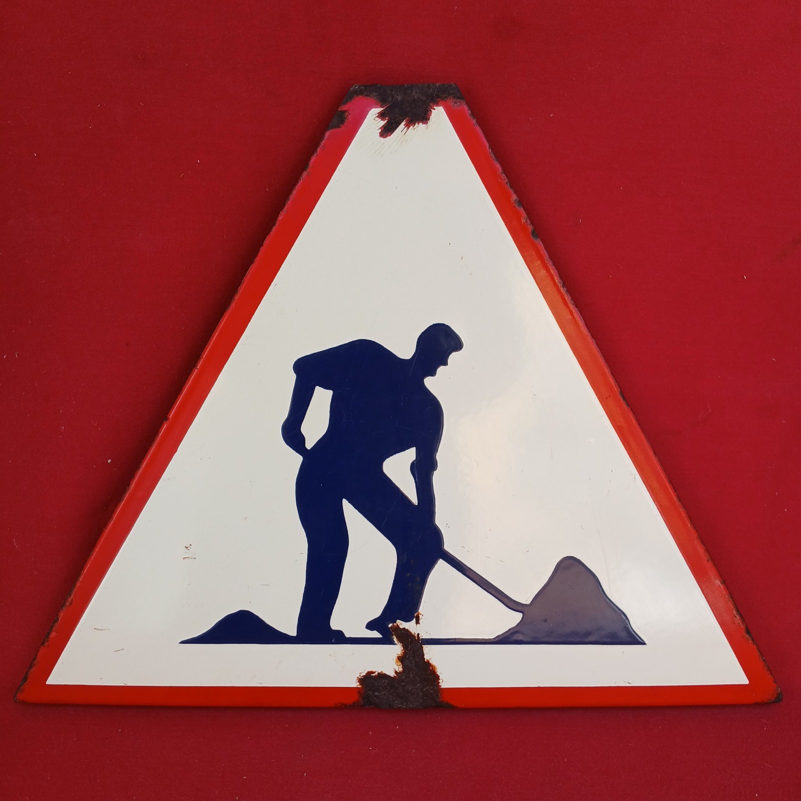 Vintage 1950s France Heavy Enamel Industrial Road Sign