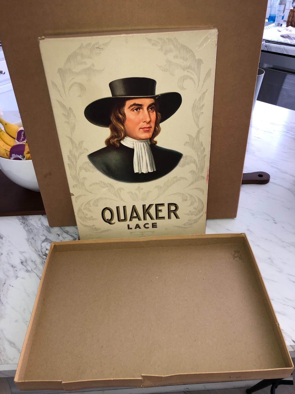 Vintage Quaker Lace Advertising Box For Countess Egyptian 72×90″ BOX ONLY 12×19″