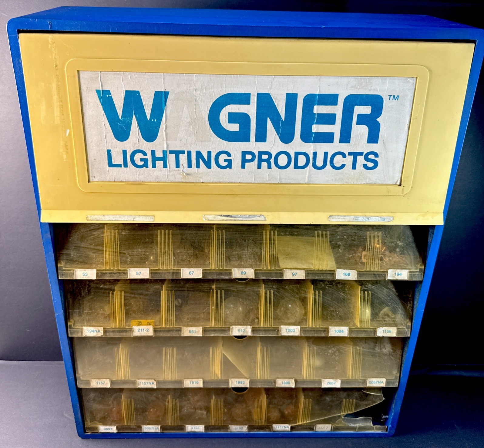 Vintage Wagner Lighting Display Metal Wall Cabinet Garage Shop Mancave W/things