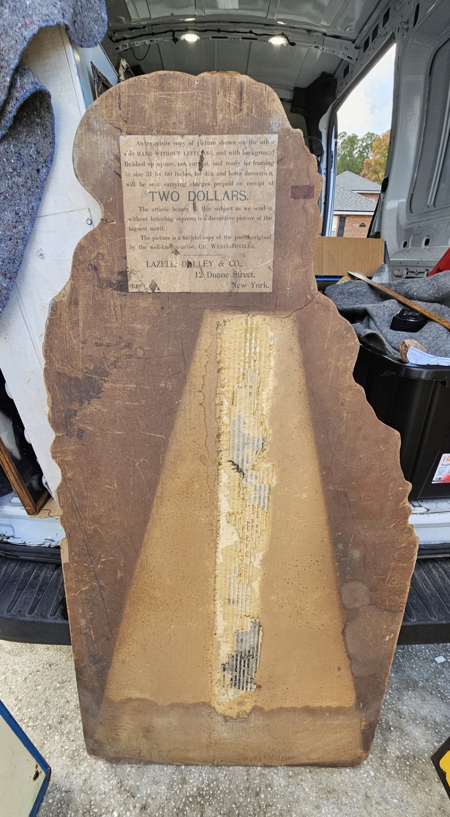 59 Inch 1909 Lazell Perfume Cardboard Store Display Easel Back Window New York