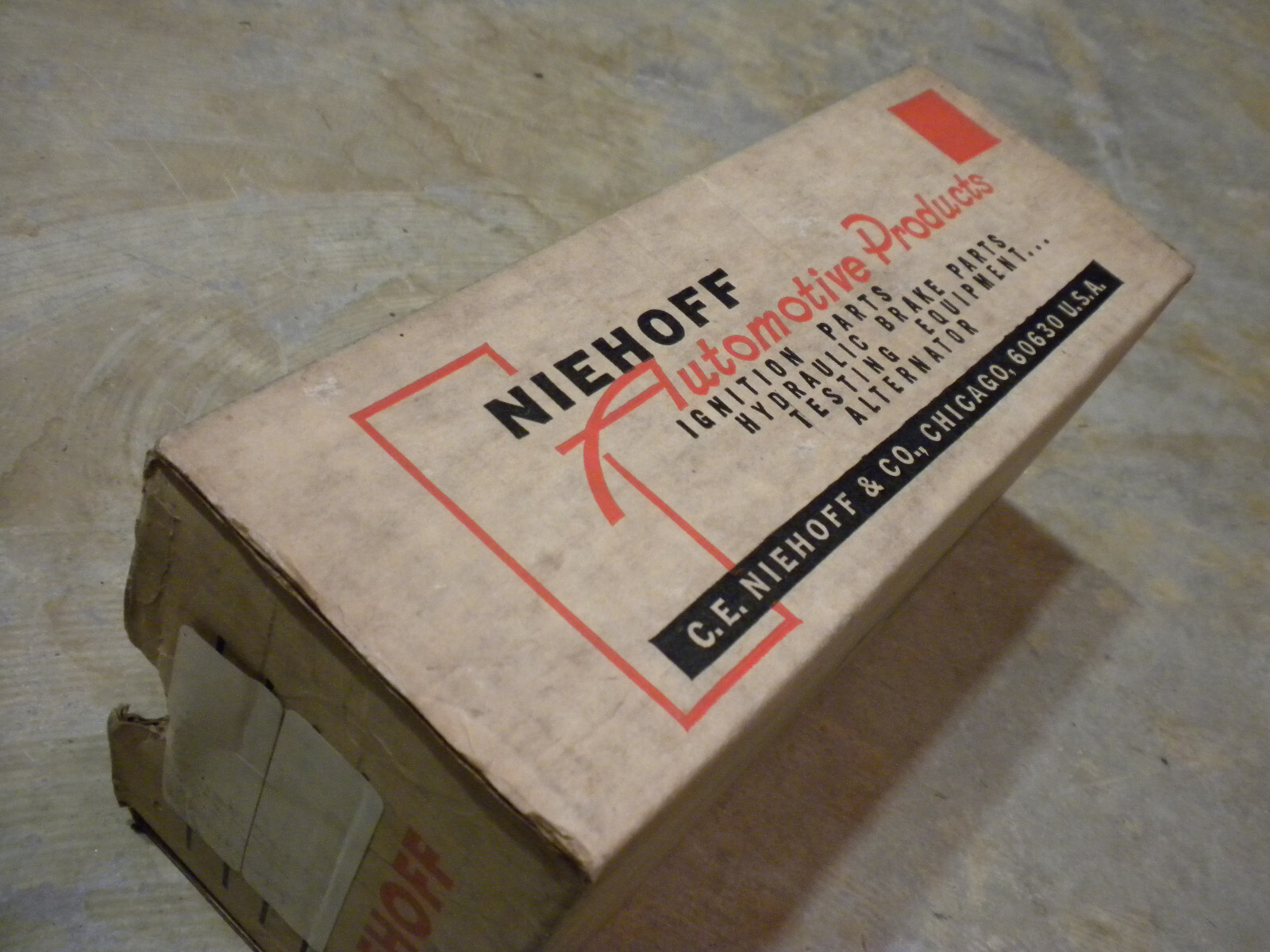 LOTS OF WEAR Vintage Niehoff Automotive Products Store Empty 11″x6″ Storage Box