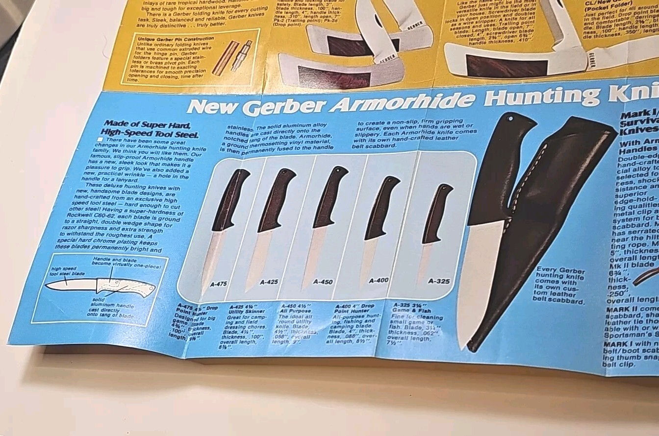 Vintage 1970’s Gerber Sportsmen’s Knives Knife Store Salesman’s Pamphlet