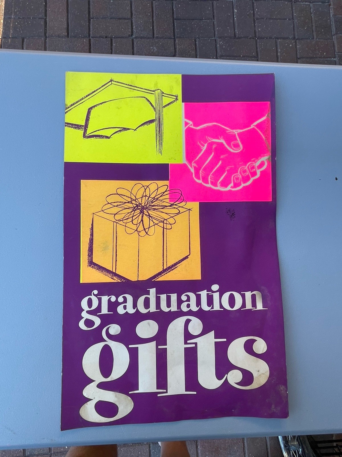 Vintage Graduation Gifts sale Sign , Retail POS From 1968 Poster Card Stock
