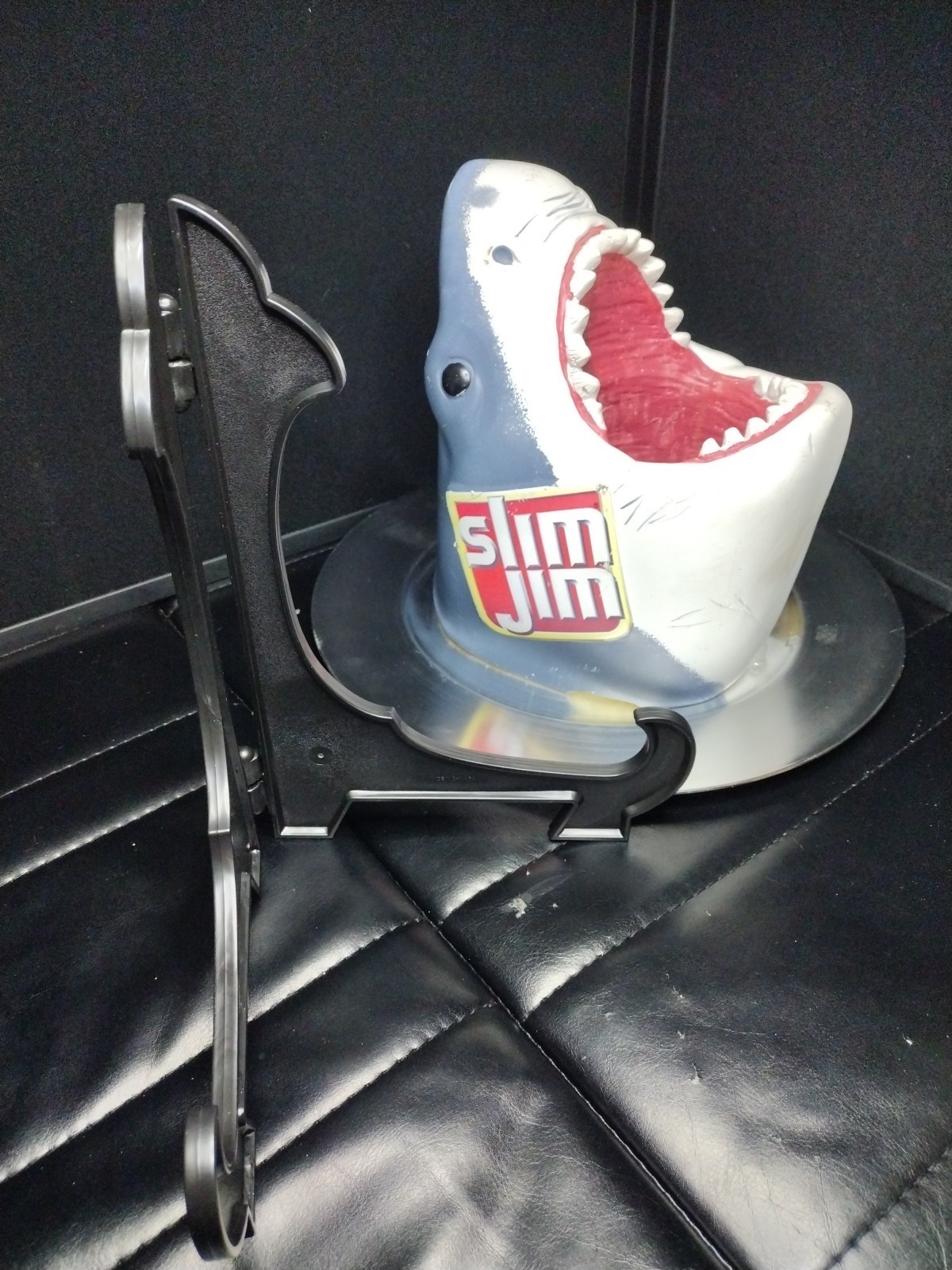 Slim Jim Collectible Jaws Great White Shark Head On A SILVER PLATER WITH STAND !