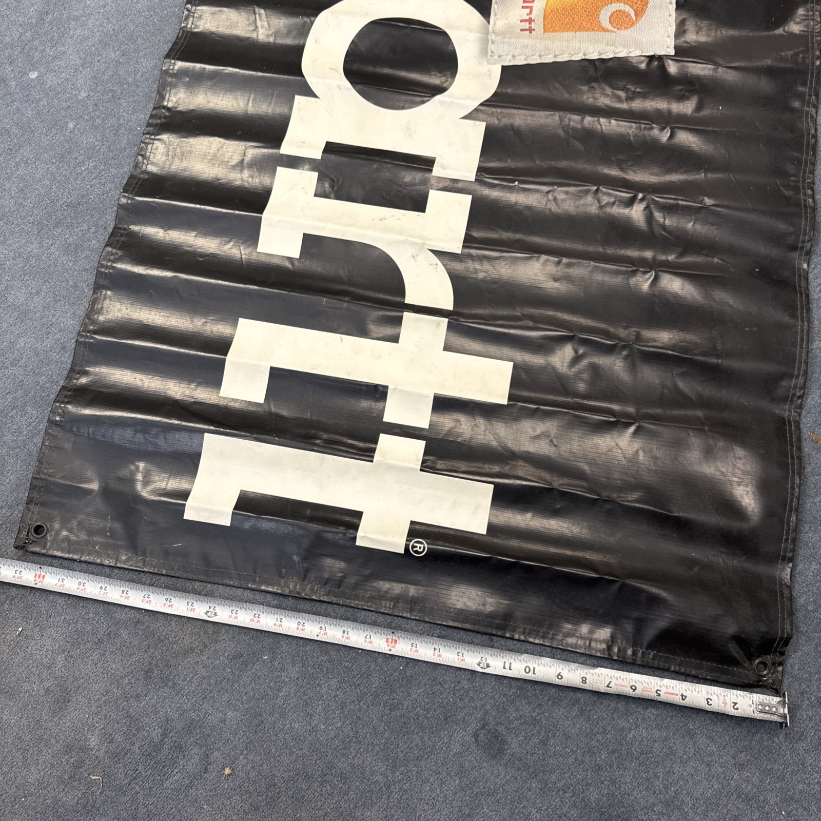 Vintage Carhartt Banner Vinyl Workwear Dealer Store Sign Advertising 80” x 33”