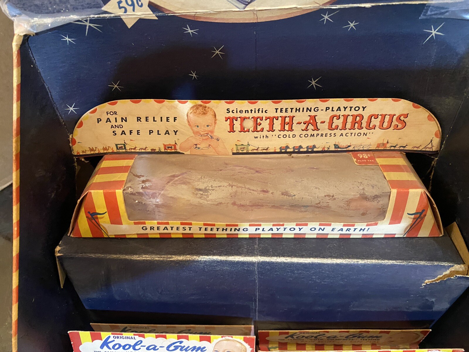 3 RING TEETHING CIRCUS RARE VINTAGE LARGE COUNTERTOP STORE DISPLAY 1940’s