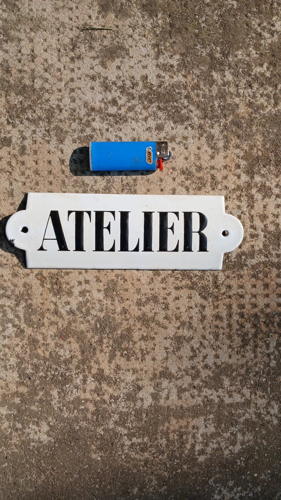 Vintage 1950s France ATELIER Domed Enamel Sign