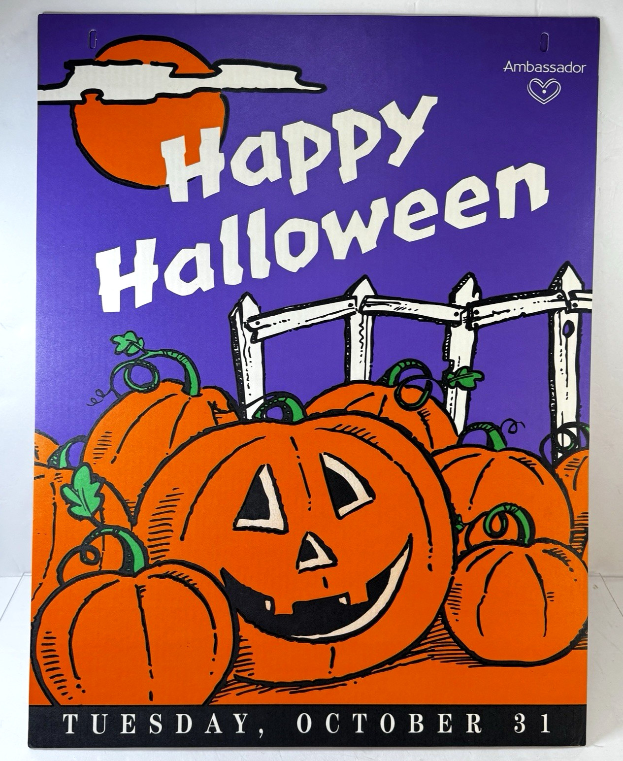 Vintage 1990s HAPPY HALLOWEEN Large Store Display Double Sided 26 x 20