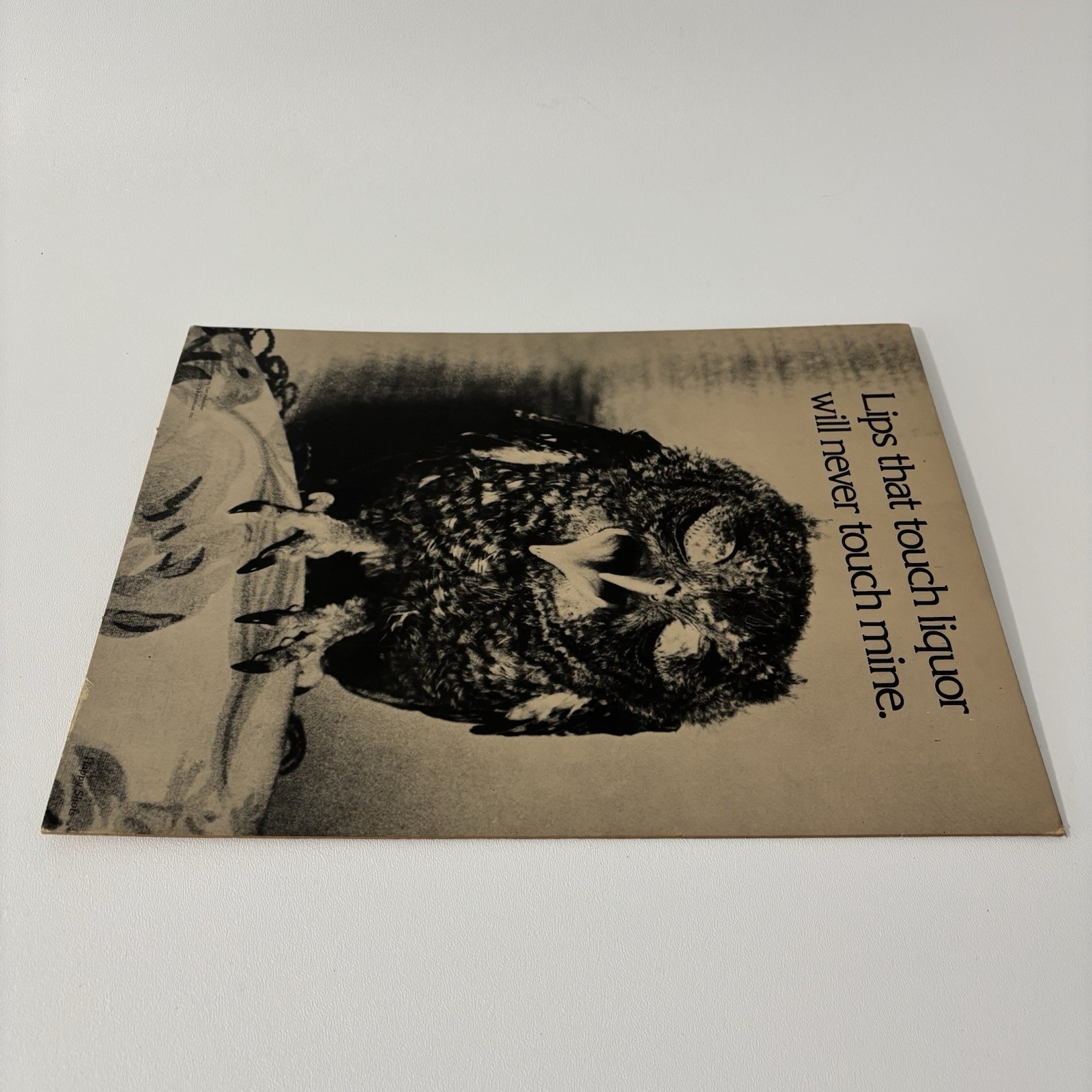 Vtg 1973 April House “Lips that touch liquor will never touch mine” Cardboard Ad