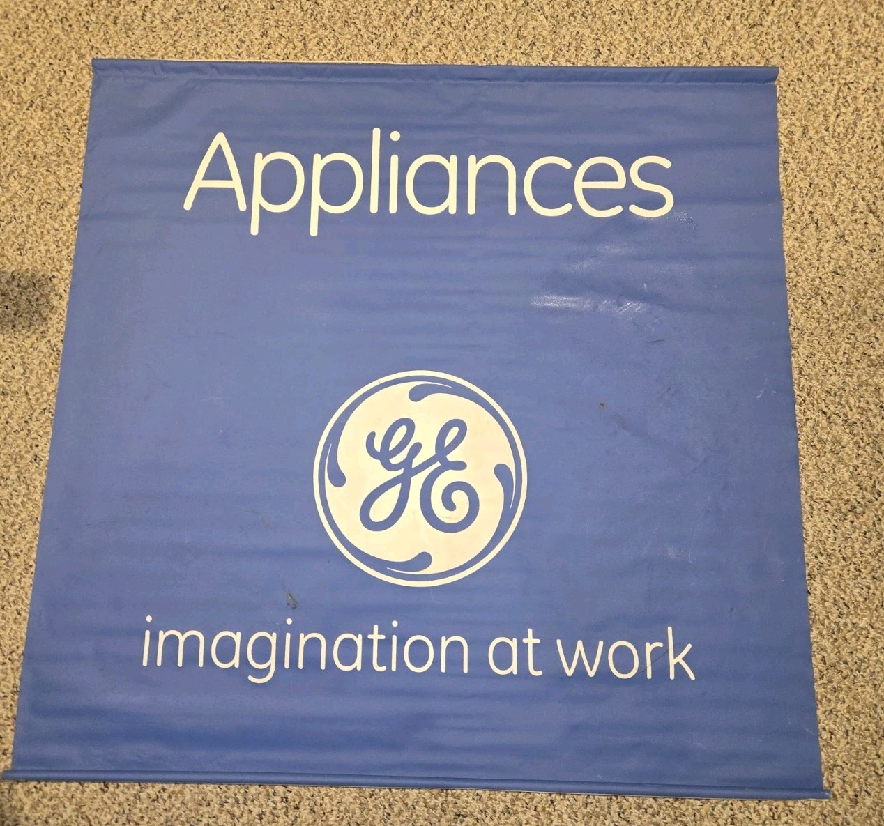 Vintage 80s GE General Electric Appliances Store Display Vinyl Banner Sign,42×41