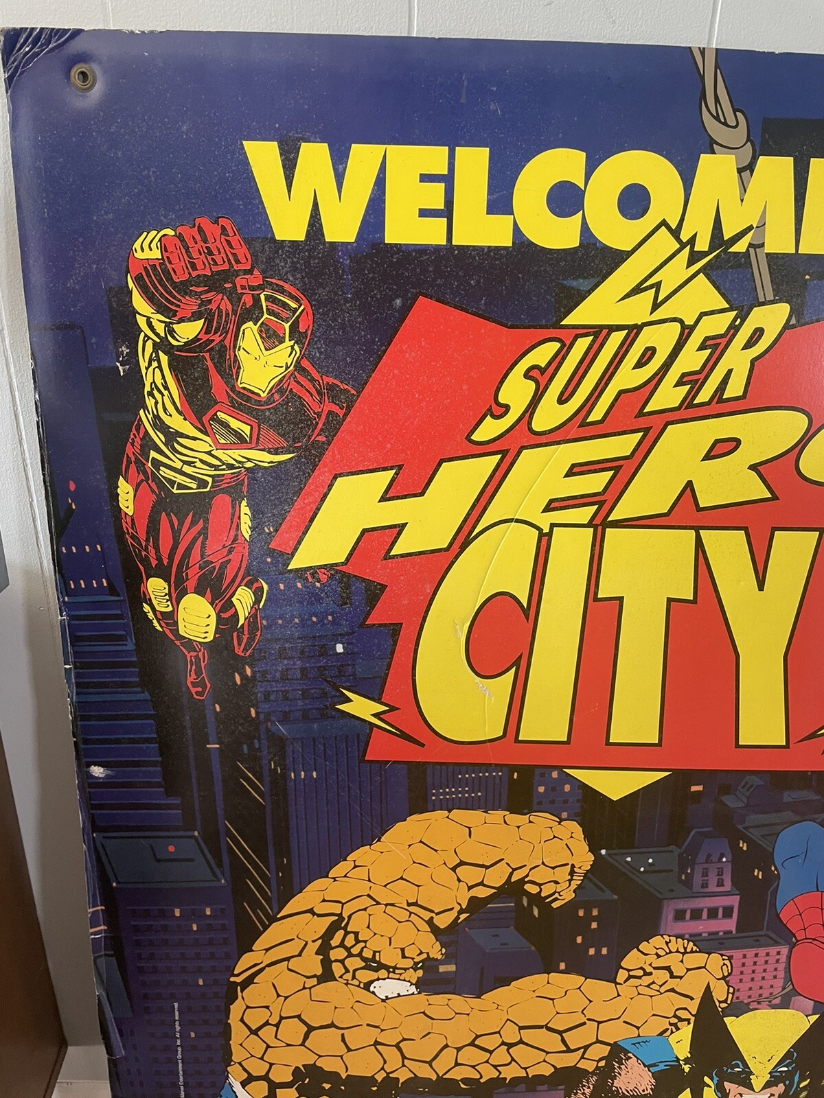 Vintage 90s TOYS R US MARVEL STORE DISPLAY SIGN Super Hero City 1994 Poster Thik